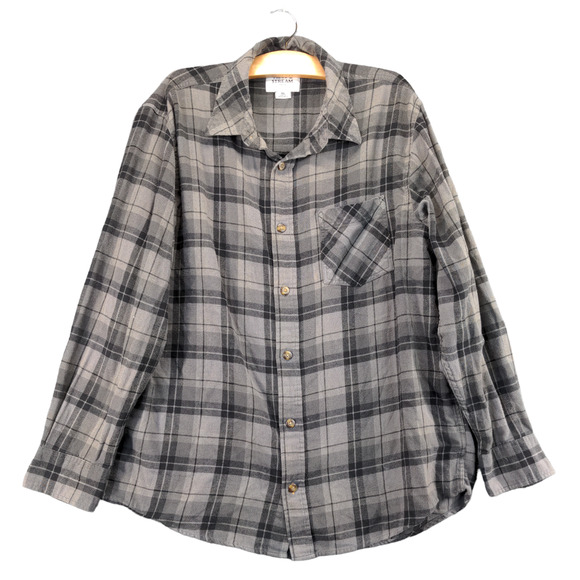 Field & Stream Mens Button-Up Shirt Gray Plaid XL Long Sleeve Chest Pocket - Picture 1 of 12